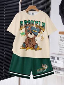 SHEIN Conjunto de camiseta casual y sencilla para niño - Multicolor - Ver 2
