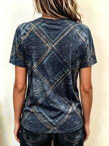 EMERY ROSE Áo thun nữ tay ngắn cổ tròn in họa tiết denim, kiểu dáng thường ngày, đa năng. - Nhiều màu - Xem 2