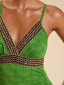 Travachic Women's Green Patchwork Minimalist Camisole Jumpsuit - Multicolor - View 4