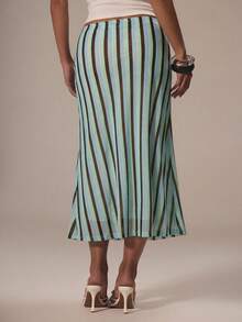 MUSERA Falda de verano linda y delicada con lunares de malla, ideal para graduación, vacaciones, trabajo, oficina, regreso a la escuela, fiesta, San Valentín, primavera - Azul - Ver 2