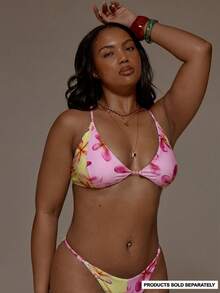 Musera Resort Plus Size Abstract Striped Print Bikini Top Only Spring Summer Cute Elegant Beach Swim Sexy Casa Calypso - Multicolor - View 1