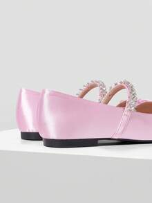 MOTF VINTAGE COMFORTABLE CASUAL RHINESTONE DETAIL BOW DECOR FLAT SHOES - Baby Pink - View 8