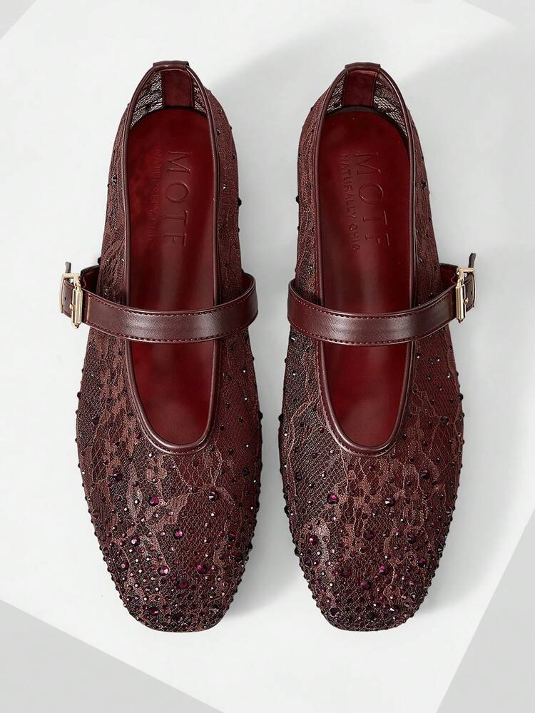 WOMEN'S COMFORTABLE VERSATILE SQUARE TOE MARY JANE FLATS, SUITABLE FOR COMMUTING & CASUAL WEAR