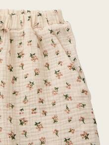 GlowEve Blommiga knutna sommarshorts - Aprikos - Visa 4