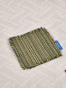 Cirelle 1pc Vintage Tassel Woven Coaster - Checkered Square Insulated Mat, Multi-Purpose Coffee/Tea Table Mat (3.94 Inches X 3.94 Inches), Suitable For Holiday Parties, Family Gatherings - Multicolor - View 9
