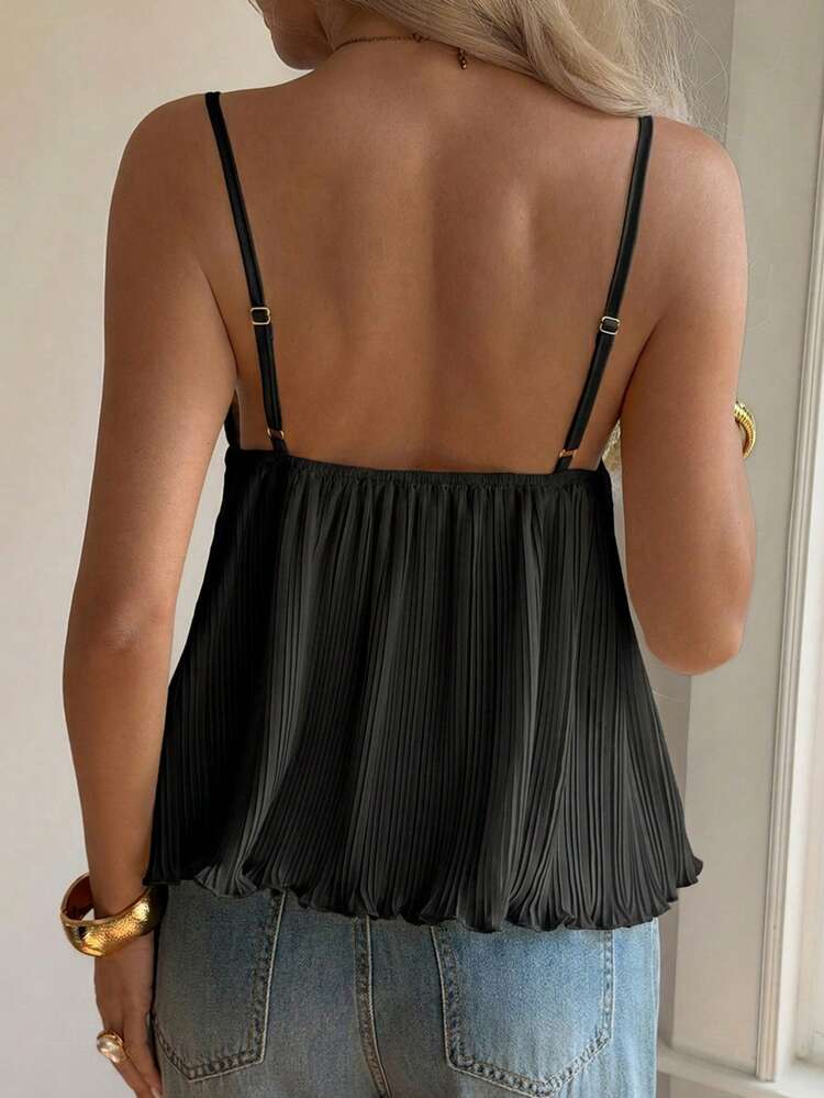Women's Solid Color Spaghetti Strap Lace Fashionable Sleeveless Tank Top For Summer