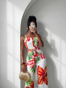 Slaydiva Bộ áo liền quần in hoa dành cho nữ, kiểu dáng đi nghỉ mát. - Nhiều màu - Xem 7