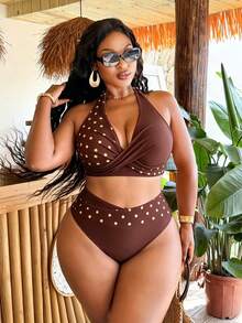 Swim Vcay Bộ đồ bơi tankini cổ yếm in họa tiết cỡ lớn - Nhiều màu - Xem 1