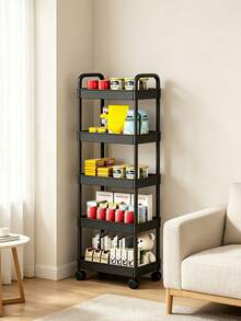 2 Pieces Multi-Layer Roller Storage Cart - Compact Design Saves Space, Sturdy Plastic Construction, Suitable For Kitchens, Bathrooms, Bedrooms, Offices, Warehouses, Garages - Easy To Assemble, Multi-Functional Multi-Layer Shelf, Home Storage Rack - Multicolor - View 6