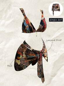 Elavelle Cubrecuerpo con estampado aleatorio y cierre de lazo para mujer, primavera/verano - Multicolor - Ver 1