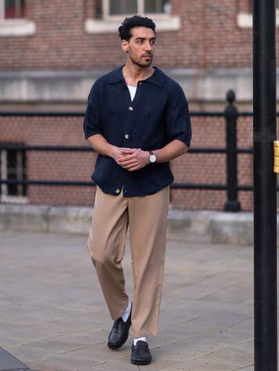 YOUESAWY YOUESAWY 男士休闲纯色直筒西装裤