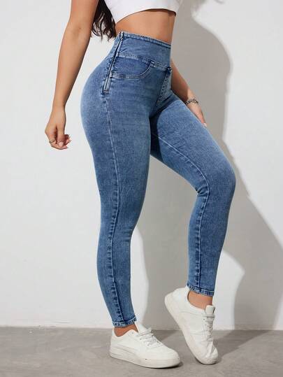 SHEIN Tall Women Jeans Sexy Skinny Stretch Pants Blue Tall Women Skinny Jeans