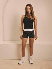 Aralina Leisurwear High Waisted Workout Activewear Women Biker Short - Black and White - View 5