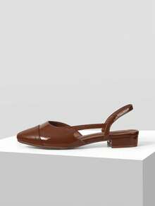 MOTF WOMEN'S SHOES NEW FRENCH RETRO BROWN SIDE SPACE SPLICING CLOSED TOE SQUARE HEEL FASHION TEMPERAMENT CELEBRITY SHOES COMFORTABLE AND NOT TIRED FEET VERSATILE AGE REDUCTION ELEGANT STYLE WOMEN'S SHOES - dark brown - View 3