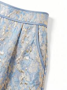 Ellevyn Textured Jacquard Sleeveless Top And Pocket Shorts Set Party Light Blue Summer Chic - Blue - View 5