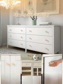 12PCS Golden Minimalist Round Drawer Handle Functional Modern Smooth Durable Rust Resistant Easy Install Versatile For Home Kitchen Bathroom Cabinet Cupboard Wardrobe Office Decor Hardware Accessories Drawer Pulls Upgrade Your Furniture - Multicolor - Gold - View 9