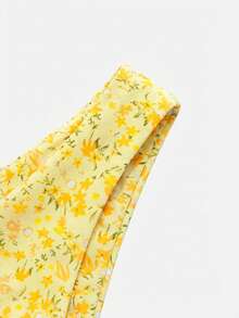 Swim Mod Conjunto de bikini con estampado floral diminuto para vacaciones en la playa - Amarillo claro - Ver 4