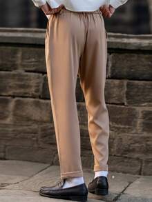 YOUESAWY YOUESAWY Manfinity Bizformal Men's Straight Leg Casual Trousers, Retro British Style Versatile Pants,Boyfriend Gifts,Valentine' Day Men,White Men Pants Men Pleated Suit Pants Men Pants Beige Pants For Men Men High Waisted Pants Men Khaki Pants - Khaki - View 2