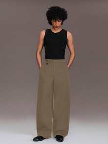 STYNVO Pantalones sueltos de unicolor de moda para hombres - Marrón Mocha - Ver 4