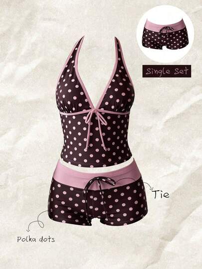 Elavelle 女士高腰蝴蝶结印花比基尼泳裤，春夏款