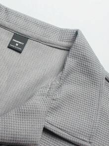 Manfinity Homme Conjunto de camisa polo y pantalones cortos de unicolor para hombre, casual y minimalista para uso diario - Gris Claro - Ver 6