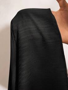 Slaydiva 2pcs/Set New Spring/Summer Vacation Casual Khaki Herringbone Strap Top And Wide Leg Pants Pocketed Suit With Textured Fabric, Plus Size Women's Set,Two Pieces Set Women - Black - View 8