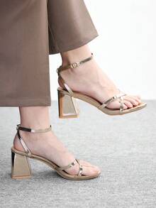 CUCCOO BIZCHIC Giày sandal cao gót thời trang nữ - Vàng - Xem 1