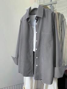 INAWLY Women's Casual Commuter Striped Button-Down Long Sleeve Shirt - Black - View 4