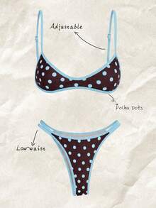 Elavelle Bộ 2 món bikini hai mảnh in họa tiết ngẫu nhiên dành cho nữ, kiểu dáng gợi cảm, thích hợp cho mùa hè. - Nhiều màu - Xem 1