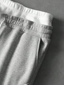 PAVTROS Pantalones de chándal de pierna ancha con cordón para hombre, estilo urbano - Gris - Ver 3