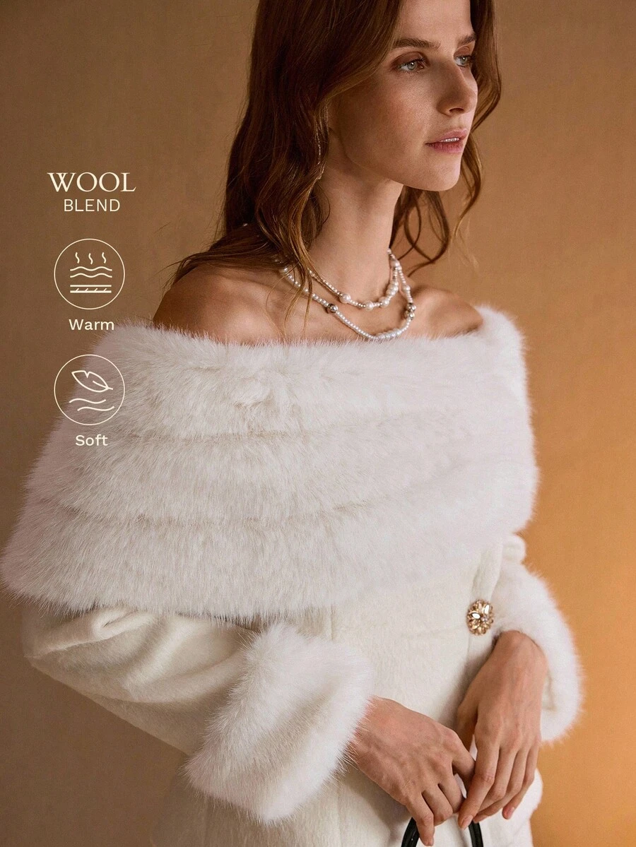 MOTF PREMIUM WOOL CONTRAST FAUX FUR OVERCOAT - Beige - View 1