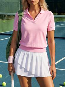 CourtClass 女士休闲运动网球健身短袖Polo衫高尔夫上衣女士粉色网球服女士网球服粉色网球上衣女士Polo衫网球上衣女士女士高尔夫上衣女士Polo衫女士高尔夫上衣女士Polo衫粉色Polo衫女士高尔夫上衣粉色高尔夫服短款Polo衫女士高尔夫上衣 - 粉色 - 查看 1