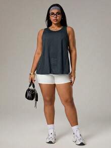 Rhythm Era Women's Sleeveless Round Neck Comfortable Breathable Summer Sports Tank Top - Navy Blue - View 6