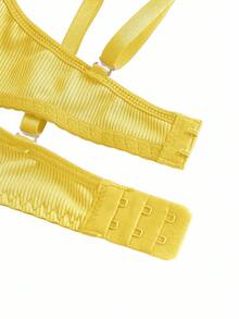 Chillnights Set de 2 sujetadores para mujer con aros, copa media, elevación y recogida, minimalista, cómodo, con alta elasticidad y alto soporte - Amarillo - Ver 5
