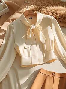 GlowEve CURVE A Plus-Size Elegant Autumn Shirt Woven By A Lady - Apricot - View 1