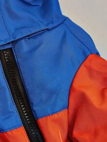Chaqueta impermeable con bloques de color para mascotas, abrigo forrado y cálido para perros - Naranja - Ver 6