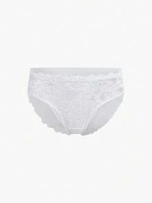 Bisouelle Bộ 4 quần lót ren trơn màu thanh lịch dành cho nữ - trắng - Xem 11