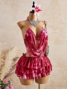 Bellisia 2026春夏新款女士泳装上市，适合度假、约会、西部风情、邮轮、海滩、海岛、公路旅行、四季皆宜、音乐节、波西米亚风度假、秋日休闲波西米亚Y2K褶皱短裤、优雅复古休闲三件套渐变甜美可爱泳装套装、休闲度假海滩泳装、扎金索斯岛度假装、生日装、波西米亚风连衣裙、派对装、海滩派对装、生日装等各种场合。 - 彩色 - 查看 5