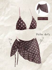 Elavelle Falda pareo con cordón y fruncido con estampado aleatorio para traje de baño tipo tankini para mujer, primavera/verano - Multicolor - Ver 1