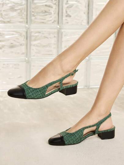 MOTF Tacones de mujer de punta cuadrada con bloques de color