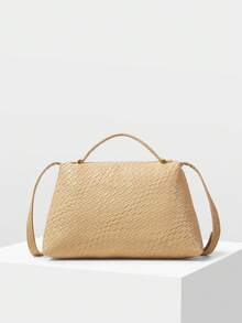 MOTF PREMIUM PU LEATHER CROCODILE PATTERN BUCKLE TOP HANDLE BAG - Apricot - View 5