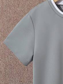 Vacaura Tween Boy Letter Patched Detail 2 In 1 Tee & Shorts - Grey - View 7