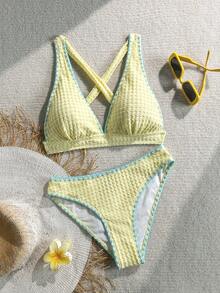 Swim Mod Bikini separado minimalista de resort primavera/verano 2026, traje de baño de alta gama con recogido y elevación para mujeres - Multicolor - Ver 3