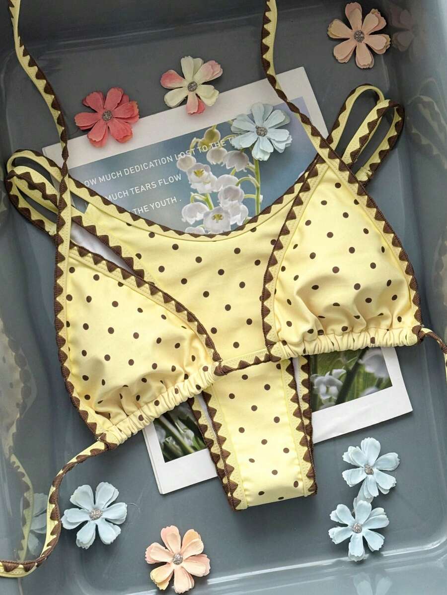 Swim Vcay 2026新款春夏女士两件式泳衣,随机印花沙滩度假优雅休闲泳装套装 - 彩色 - 查看 1