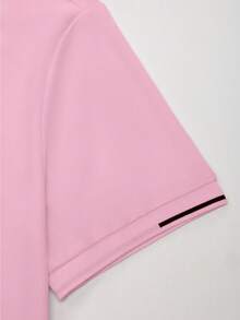 Manfinity Mode Camisa polo casual de manga corta con estampado de caballero para hombre - Rosa - Ver 4