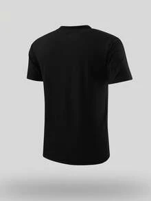 GymBeat Áo thun nam cổ cao tay ngắn in họa tiết tối giản, chất liệu gân. - màu đen - Xem 2