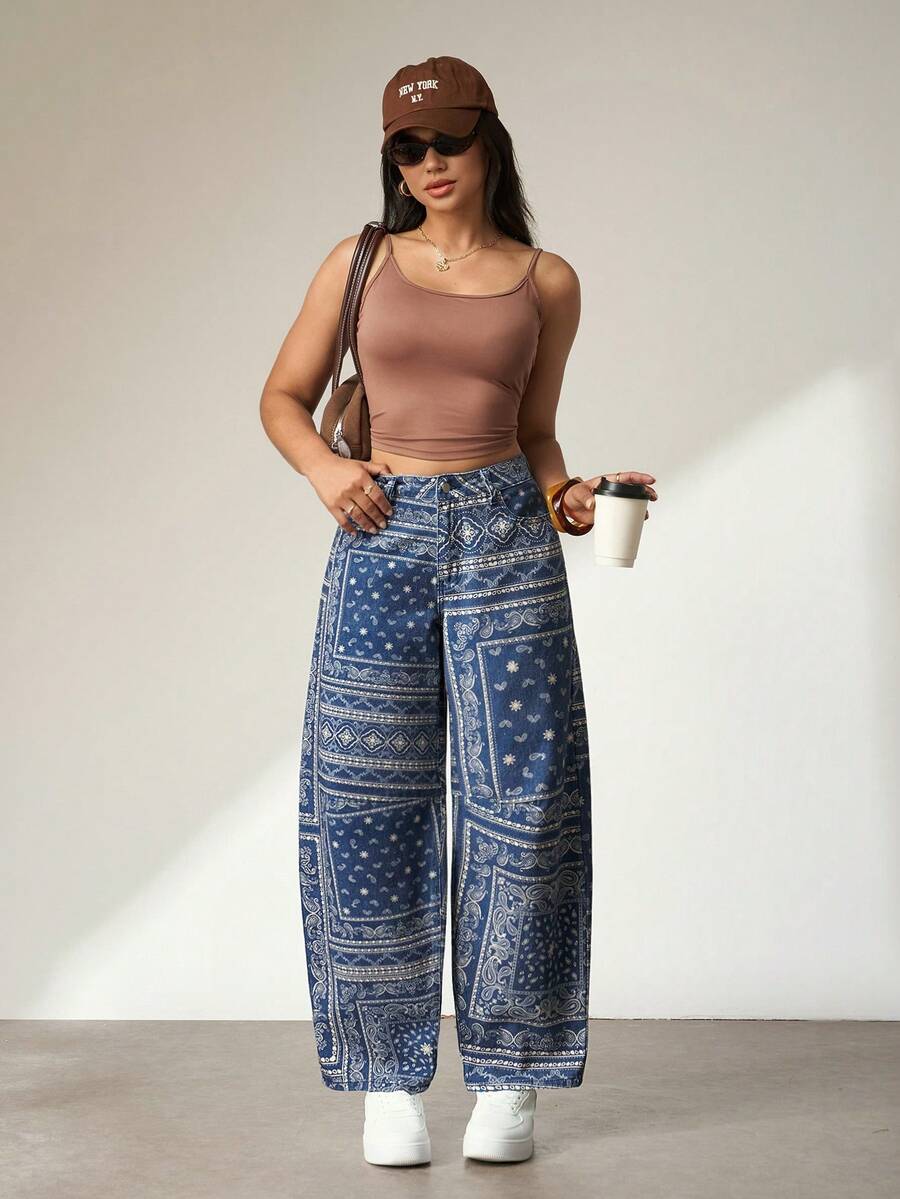 Flexra Women's Printed Casual Denim Jeans - Blue - View 1