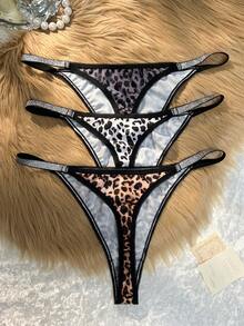 Bare Chapter 3pcs/Set Plus Size Leopard Print Underwear - Multicolor - View 8