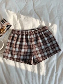 Comfortcana 夏季復古70年代格紋女款短褲，休閒海灘生日節慶優雅Y2K派對儀式短褲 - 紅色 - 查看 2