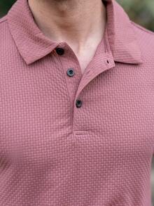 YOUESAWY YOUESAWY Männer Sommer Kurzarm Poloshirt für Freizeit und Büro Einfarbig - Rostbraun - Übersicht 3